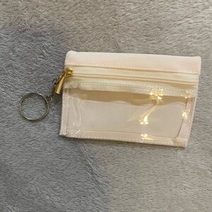Cream and Clear Card or Jewelry Holder with Keyring